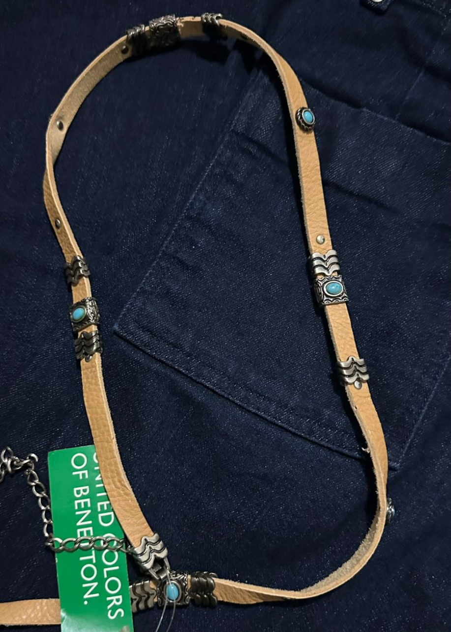 Cincho Skinny Western con Piedras Turquesa