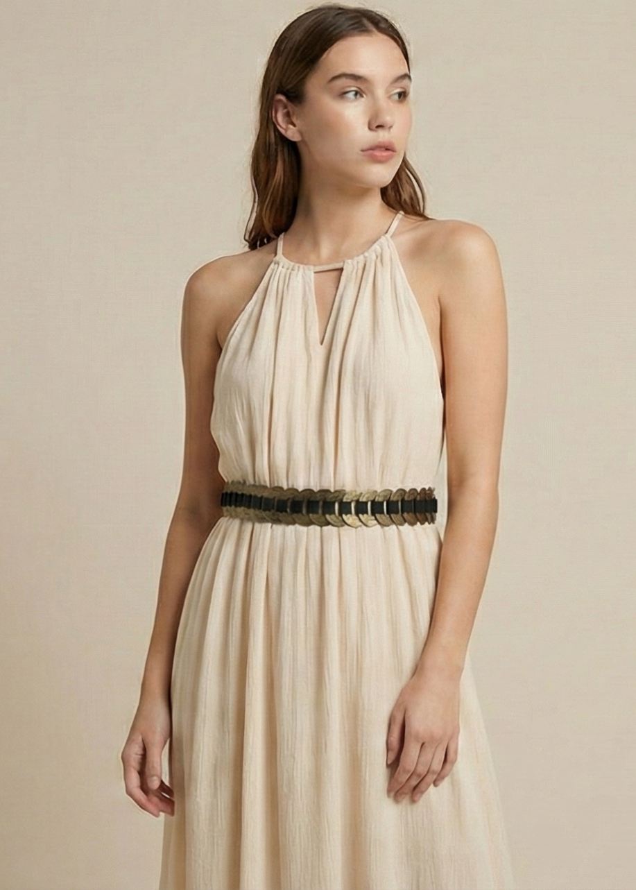 Cincho de Cadena con Discos de Cobre (Negro)