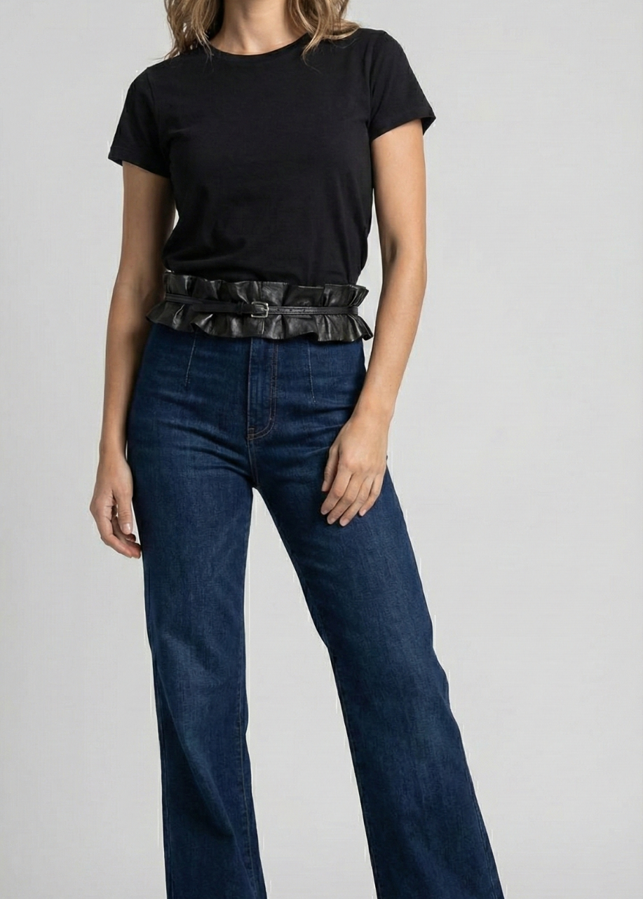 Cincho Cuero Negro con Volante